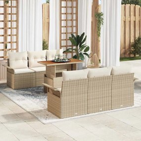 vidaXL Σετ Καναπέ Κήπου 7 pcs μπεζ και κρεμ 100 x 55 x 73 εκ
