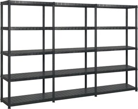 vidaXL Ραφιέρα Αποθήκευσης 5 Επιπέδων Μαύρη 255x40x185 εκ. Πλαστική