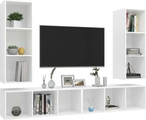 vidaXL Έπιπλο Τηλεόρασης Κρεμαστό 4 τεμ. Λευκό από Μοριοσανίδα