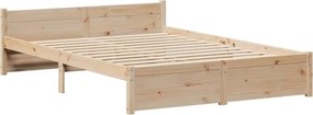 vidaXL Πλαίσιο Κρεβατιού με Κεφαλάρι 140 x 190 εκ. Μασίφ Πεύκο