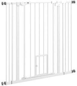 PawHut Πύλη ασφαλείας για σκύλους, διπλό κλείδωμα, αυτόματη πόρτα, ύψος 104 cm, ατσάλι, Λευκό