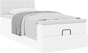 vidaXL Οθωμανικό κρεβάτι με στρώμα Λευκό 100x200cm Faux Leather