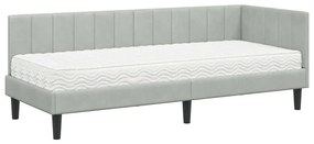 vidaXL Κρεβάτι Γωνίας με στρώμα Ανοιχτό γκρι 80 x 200 cm Βελούδο