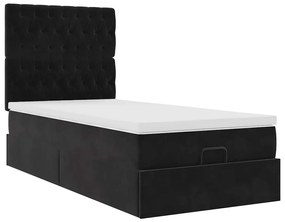 vidaXL Οθωμανικό κρεβάτι με στρώματα Μαύρο 100x200cm Velvet