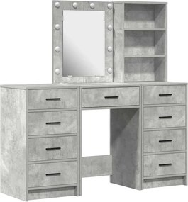 vidaXL Τραπέζι περιποίησης με συρτάρι 3 pcs Γκρι Επεξεργασμένο ξύλο