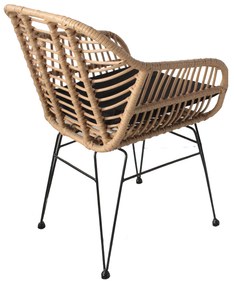 Καρέκλα Κήπου ACTORIUS Φυσικό/Μαύρο Μέταλλο/Rattan 57x53x81cm - 14510019