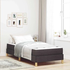 vidaXL Κρεβάτι με ελατήρια Καφέ 90 x 200 cm Ύφασμα, Επεξεργασμένο Ξύλο