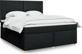 vidaXL Κρεβάτι Boxspring με Στρώμα Μαύρο 180x200 εκ. Υφασμάτινο
