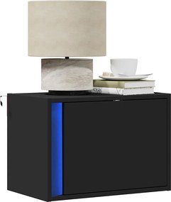 vidaXL Κομοδίνα Επιτοίχια με Φώτα LED 2 τεμ. Μαύρα