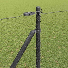 vidaXL Εξωτερική εξάγωνη περίφραξη με στήλη 100 x 1,6 μ Γκρι Δίχτυ
