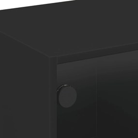 Τραπεζάκι Σαλονιού Μαύρο 68x50x42 εκ. με Γυάλινες Πόρτες - Μαύρο
