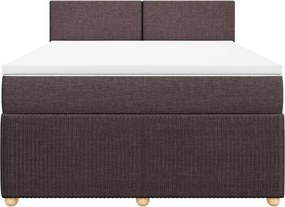 vidaXL Κρεβάτι Boxspring με Στρώμα Σκούρο Καφέ 140x190 εκ. Υφασμάτινο