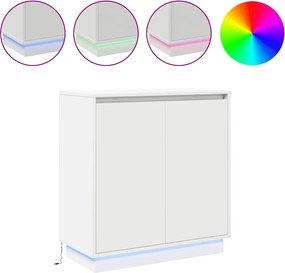 vidaXL Πλευρικό Τραπέζι LED Λευκό 71 x 34,5 x 75 εκ.