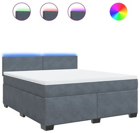 vidaXL Κρεβάτι Boxspring με Στρώμα Σκούρο Γκρι 180x200 εκ. Βελούδινο