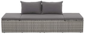 vidaXL Ξαπλώστρα - Κρεβάτι Κήπου Γκρι 195 x 60 εκ. Συνθετικό Ρατάν