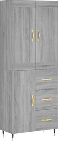 vidaXL Ντουλάπι Γκρι Sonoma 69,5 x 34 x 180 εκ. Επεξεργασμένο Ξύλο