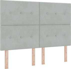 vidaXL Κρεβάτι box spring με στρώμα Ανοιχτό γκρι 140 x 200 cm Βελούδο