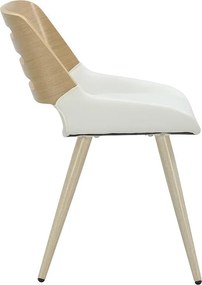 Καρέκλα Brody pu λευκό-πόδι φυσικό 51x55x76 εκ.