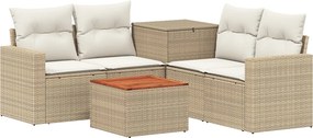 vidaXL Σετ Καναπέ 6 τμχ. Μπεζ και Κρέμ 55 x 55 x 37 εκ