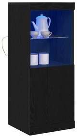 vidaXL Μπουφές με LED Φώτα Μαύρος Δρυς 41x37x100 εκ.