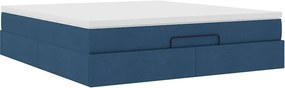 vidaXL Οθωμανικό κρεβάτι με στρώμα μπλε 160x200cm ύφασμα