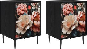 vidaXL Κομοδίνο BORNE 2 τμχ. Μαύρη Δρυς 36 x 33 x 51 εκ.