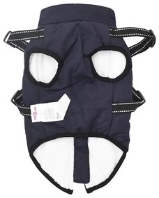 vidaXL Μπουφάν Σκύλου με ιμάντα Σκούρο μπλε L Φλις και Πολυεστέρας