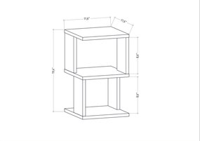 Κομοδίνο Λευκό / Ανθρακί CLOZAN 29.6x29.6x49.4