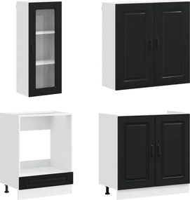 vidaXL Μονάδα κουζίνας KALMAR 8 pcs Μαύρο Επεξεργασμένο Ξύλο