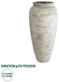 20720 GloboStar® Artificial Garden IRISH 20720 Επιδαπέδιο Πολυεστερικό Τσιμεντένιο Κασπώ Γλάστρα - Flower Pot Μπεζ με Γκρι Φ55 x Υ120cm