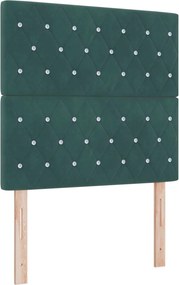 vidaXL Κρεβάτι box spring με στρώμα Σκούρο Πράσινο 90 x 200 cm Βελούδο