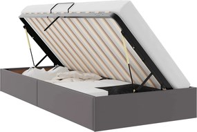 vidaXL Κρεβάτι Οθωμανικού Τύπου Γκρι 100 x 200 cm Τεχνητό Δέρμα