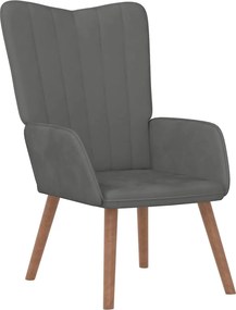 vidaXL Πολυθρόνα Relax Σκούρο Γκρι Βελούδινη με Σκαμπό