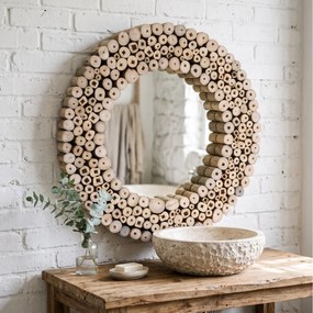 ΔΙΑΚΟΣΜΗΤΙΚΟΊ ΚΑΘΡΈΦΤΕΣ MIRROR TEAK FRAME DIA 50CM J11300860