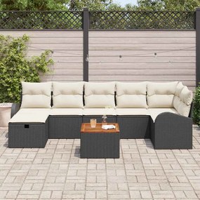 vidaXL Σετ Καναπέ Κήπου με μαξιλάρι 8 pcs Μαύρο Πολυ ράταν
