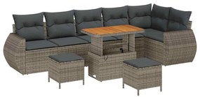 vidaXL Σετ Καναπέ Κήπου με μαξιλάρι 9 pcs Γκρι 90 x 55 x 71 cm