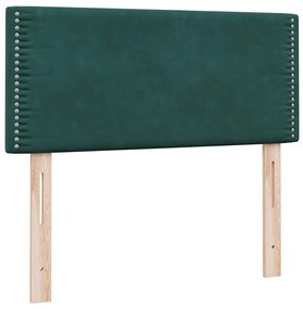 vidaXL Κρεβάτι Boxspring με Στρώμα Σκούρο Πράσινο 100x210εκ. Βελούδινο