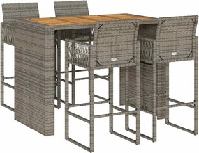 vidaXL Σετ μπαρ κήπου 5 τεμαχίων χωρίς μαξιλάρια Γκρί