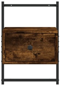 vidaXL Κομοδίνα Επιτοίχια 2 τεμ. Καπνιστή Δρυς 35x30x51 εκ Επεξ. Ξύλο