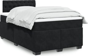 vidaXL Κρεβάτι Boxspring με Στρώμα Μαύρο 120x190 εκ. Βελούδινο