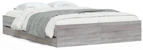 vidaXL Πλαίσιο Κρεβατιού με συρτάρια Γκρι sonoma 140x190εκ. Επεξ. Ξύλο