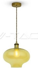 Κρεμαστό Φωτιστικό V-TAC Γυαλί Κυκλικό Amber  με ντουί Ε27 3741