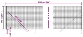 vidaXL Συρματόπλεγμα Περίφραξης Πράσινο 1,6x25 μ. Γαλβανισμένο Ατσάλι