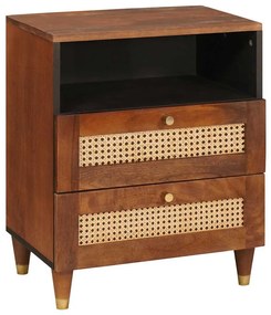 vidaXL Κομοδίνα Καφέ 50 x 33 x 60 εκ Καλάμι και Στερεό Ξύλο Μάνγκο