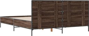 vidaXL Πλαίσιο Κρεβατιού Καφέ Δρυς 140x200 εκ. Επεξ. Ξύλο &amp; Μέταλλο