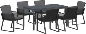 vidaXL Σέτ φαγητού για κήπο 7 pcs Ανθρακί συνθετικό ρατάν