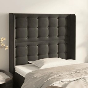 Κεφαλάρι με Πτερύγια Σκούρο Γκρι 83x16x118/128εκ.Βελούδινο - Γκρι
