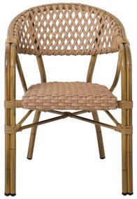 Rattan VEGERA Πολυθρόνα ALU &amp; Wicker Φυσικό 57x59x84cm