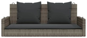 vidaXL Παγκάκι Κουνιστό Γκρι 119x56x48εκ. Συνθετικό Ρατάν με Μαξιλάρια