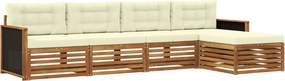 vidaXL Σειρά Καναπέ Εξωτερικού 5 pcs Φυσικό και Κρέμα Πολυεστέρας